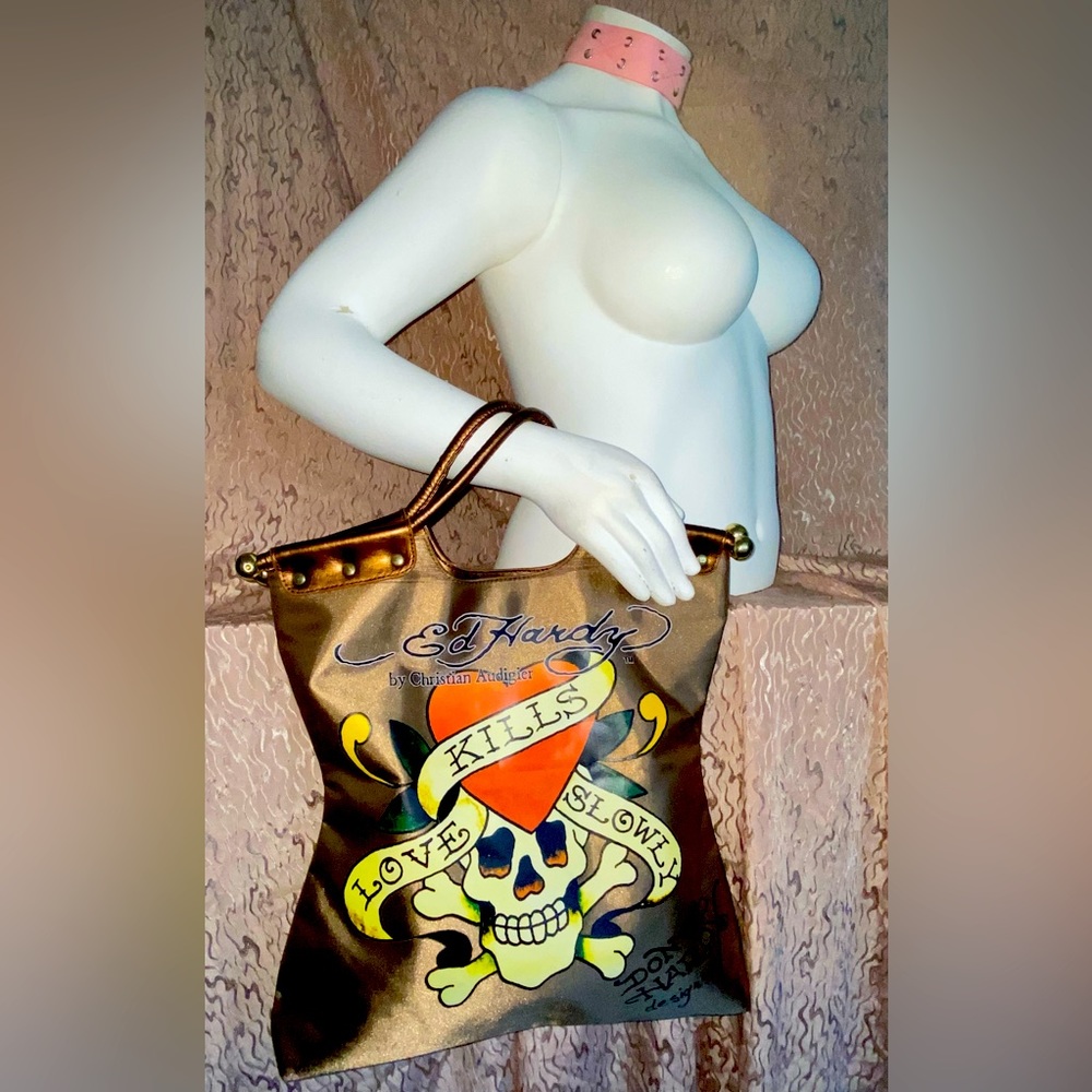🚫SOLD🚫Ed Hardy Bronze Tote Large